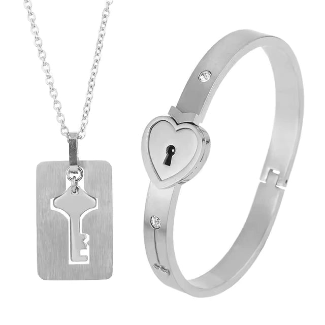 Heart Bracelet and Key Necklace