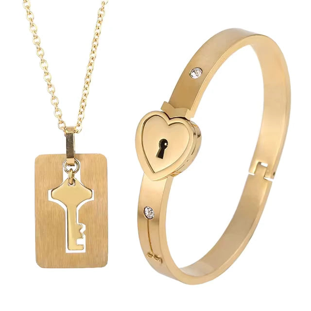 Heart Bracelet and Key Necklace