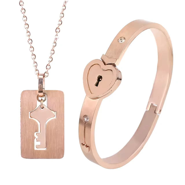 Heart Bracelet and Key Necklace